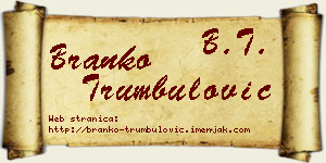 Branko Trumbulović vizit kartica